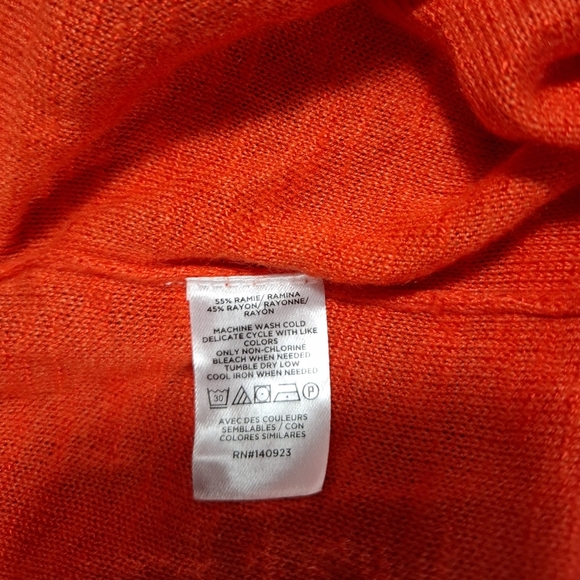 LOFT Women’s Orange Drop Shoulder V-Neck Button Down Cardigan Sweater Size M - Picture 12 of 12